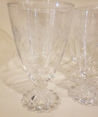 Vintage Cocktail Glasses 1950’s Champagne Wine Beaded Base Dots Rings Barware~6