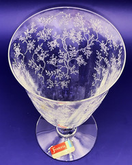 Fostoria Chintz Floral Etch Crystal Glass 6″ Iced Tea Stem #6026 Vtg Single READ