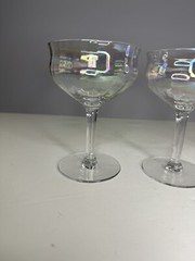 Set Of Four Coup Champagne Glasses Irredescent Vertical Optic / See Pics
