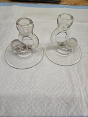 Paden City Comet Candlesticks Pair Art Deco Beautiful Set-13b