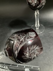 2 TWO AJKA Crystal ALBRACCA Lead Crystal Dark Ruby Red Wine Glass 7″ Pinwheel