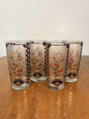 Vintage Culver Imari Frosted Gold Highball Glasses 5.5” Set of 4 MCM