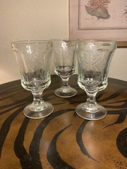 Vintage Indiana Glass Recollection Clear Water Goblets, Federal Madrid Set Of 3