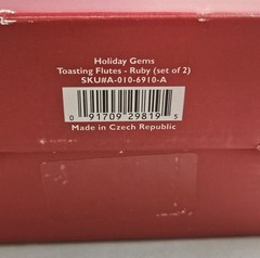 Vintage LENOX Crystal Holiday Gems Ruby Red Set 2 Flutes 11″ NOS