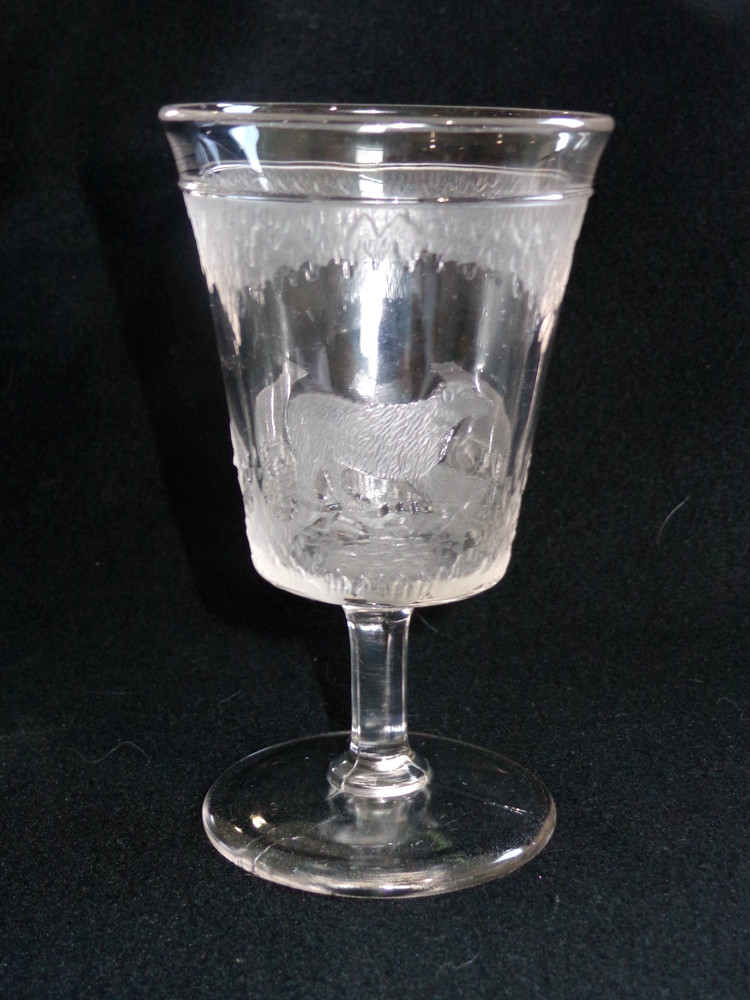 Antique 1880’s EAPG Crystal FROSTED POLAR BEAR Artic Tumbler Goblet (C)