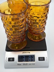 Vintage Indiana Glass Whitehall Cubist Footed Tumbler in Amber or Harvest Gold