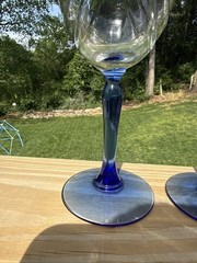 4 Lenox Crystal Wine Glasses Cobalt Blue Stemmed Dual Swag Draped Gold Rim 1996