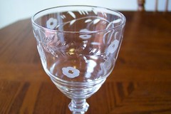 Rock Sharpe Glass Clear Polished & Gray Wheel Cut Breton Claret Wine 1013 EUC