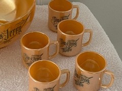 Vintage Fire King Peach Luster Tom and Jerry Punch Bowl Set 14 Piece Set