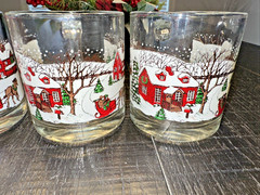4 Libbey Currier & Ives Winter Scene Mugs Vintage Made In USA