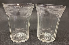 Pair of Clear Depression Glass 8oz Tumblers – Pillar Optic, Stippled Band