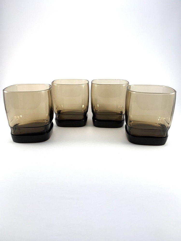 Libbey – Carrington Smoke Brown – Double Old Fashioned Glasses – Set of 4