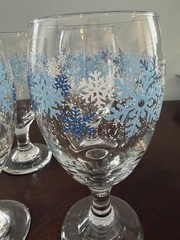 Set of 6 Vintage 1990s Libbey Snowflake Glasses Wine/Water/Tea Goblets 7″ EC