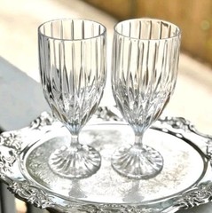 Set of 2 MIKASA Full Lead Crystal PARK LANE 7¼» ICED TEA FOOTED GLASSES * MINT