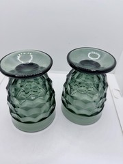 Set of 2 Vintage Colony Glass Whitehall 4 3/8” Riviera Blue Cubist Tumbler
