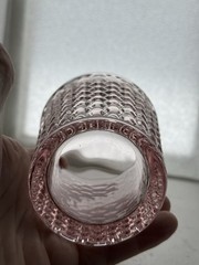 Neiman Marcus Bistro Weave Pink Old Fashioned Glass Tumbler 4” Houndstooth