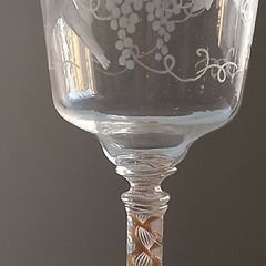 19th century Salviati Venetian etched goblet gold glitter twisted stem 16 cm