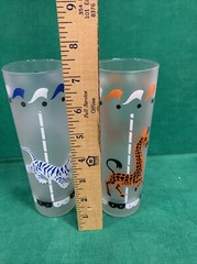 Libbey MCM Carousel MERRY Go Round Glasses Tom Collins Frosted 16oz. Lot of 2