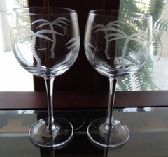 Palm Tree Wine Crystal Glass 18 oz – Set of 2