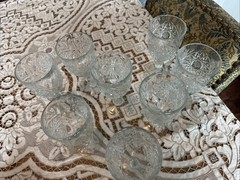 Vtg Libbey Hobstar Water Goblet Glass Clear Glass Stem Wine Glasses, Set Of 8