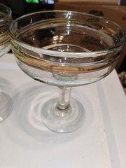 Clear and Multicolor Glass Margarita Glasses Set of 2, Glossy Finish