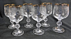 Set of 6 Bohemia Crystalex Queen Anne’s Lace Etched Wine Glasses Beautiful!