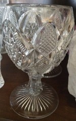 Antique EAPG Pennsylvania 4″ Wine Goblet Star & Diamond US Glass (4 Avail)