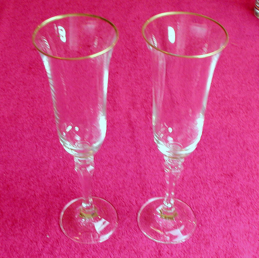 {SET OF 2} Schott Zwiesel Glass (Premier) 9 1/8″ FLUTED CHAMPAGNES Exc