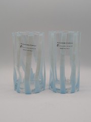 Alessandro Coppola Murano Glass Tumblers Set of 2 Blue Hand Blown Italy New