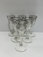 Libbey Silver Foliage Leaf Frosted Set Of 6 Cordial Liqueur Glasses 4 1/4” VTG