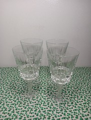 Vintage Set Of 4 Victoria Cut Knob Stem Wine Glasses 6.7/8″
