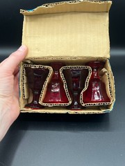Independence Glass Cordial 2oz 3” Octagon Shape – Ruby Red Amberina 4 in Box