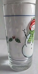 VTG Libbey Snowman & Holly Highball Glasses Set of 4 Christmas 16oz Tumblers 80s