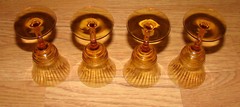 Vintage Amber Sherry/Shot Glasses, Stemmed with Ribbed, Swirl Bottom Cup