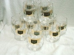 1 Vintage VIP Gold Crest 14 Oz Cooler Glass Tumbler Barware More Available