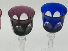 4 Barthmann Bleikristall aperatif glasses,red/blue/green/ purple