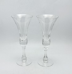 Kosta Boda Prince Crystal Champagne Flute Sweden 8 5/8 2Pc Set