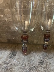 3 Vintage Crystal Wine Glasses Lead Free With Beautiful Stem. Elegant