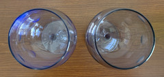 Two (2) WATERFORD Marquis CRYSTAL Purple & Blue BALLOON WINE GLASSES POLKA DOTS