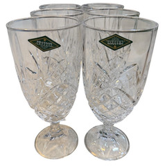 SHANNON GODINGER CRYSTAL DUBLIN PATTERN 14 OUNCE ICED TEA GLASSES SET OF 6