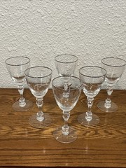 Vintage Tiffin Franciscan Carillon Lyndley Wine Glasses Platinum Trim Set of 6