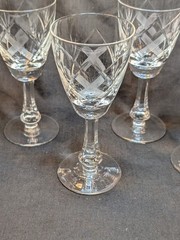 Antique «X» Goblets, Hand Cut Intricate X Design Lyngby? Sasaki?