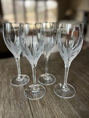 Mikasa Flame D’amore Crystal Wine Glasses 8 1/4″ Set of 4 No Chips Frosted Clear