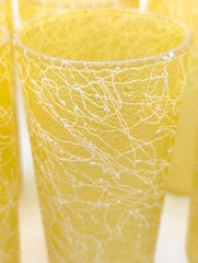 Set of 6 Vintage Yellow Spaghetti String Tumbler Drinking Glasses MCM Mid GIft