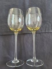 (2) Lenox Tuscany Seasons Swirl & Dots Wine Pastel Crystal Glass Topaz, (yellow)