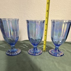 The Pioneer Woman Blue Iridescent Glass Goblets Set of 3 7 in H