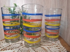 Set of 3 Vntg 1970s Libbey Striped Glasses / Tumblers, MCM, Bart Cart, Bar Ware