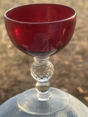 Morgantown Ruby Red Glass Golf Ball Sherbet Champagne Goblet