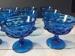 Set of 12 Noritake Perspective Blue Champagne/Tall Sherbet Glasses