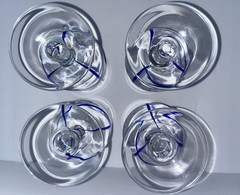 Studio Nova 4 Ahoy Blue Clear With Geometric Design Glasses Water Goblet Set 4